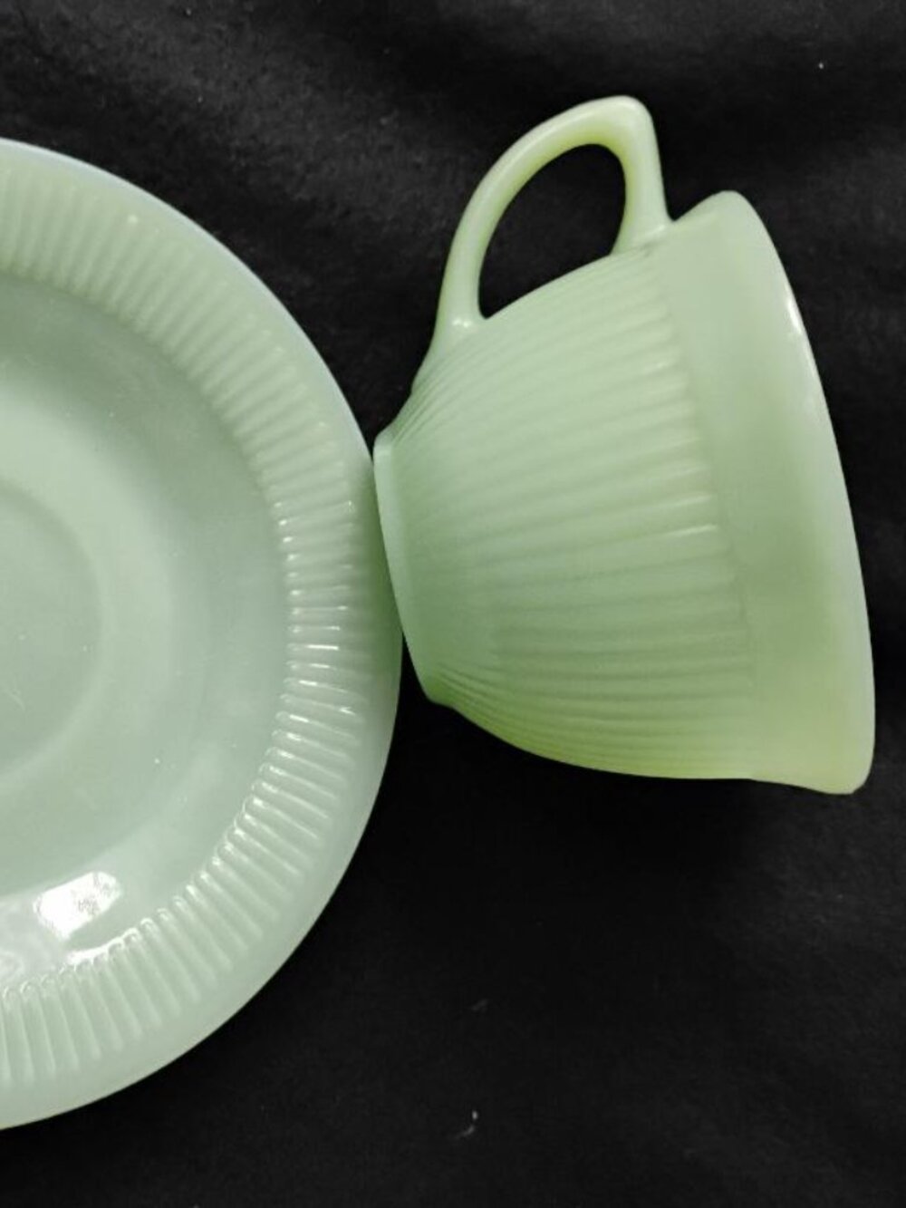 Fire King Jane Rae Jadeite glass cup and saucer